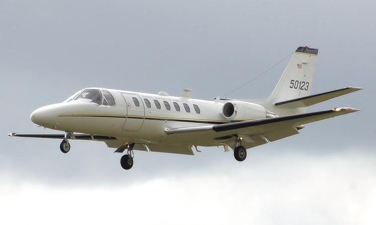 The Cessna Citation V is a turbofan-powered small-to-medium sized business jet built by the Cessna Aircraft Company in Wichita, Kansas. The cabin pressurization system can hold a sea-level cabin to 23,580 feet, which is useful when flying at a high speed (425 knots/hour) cruise at 37,000 feet, or at a long range (350 knots/hour) cruise at the Citation V’s maximum certified flight ceiling of 45,000 feet. Takeoff distances are fairly short. At sea level, the Citation V can take off in 3,160 feet. At an altitu
